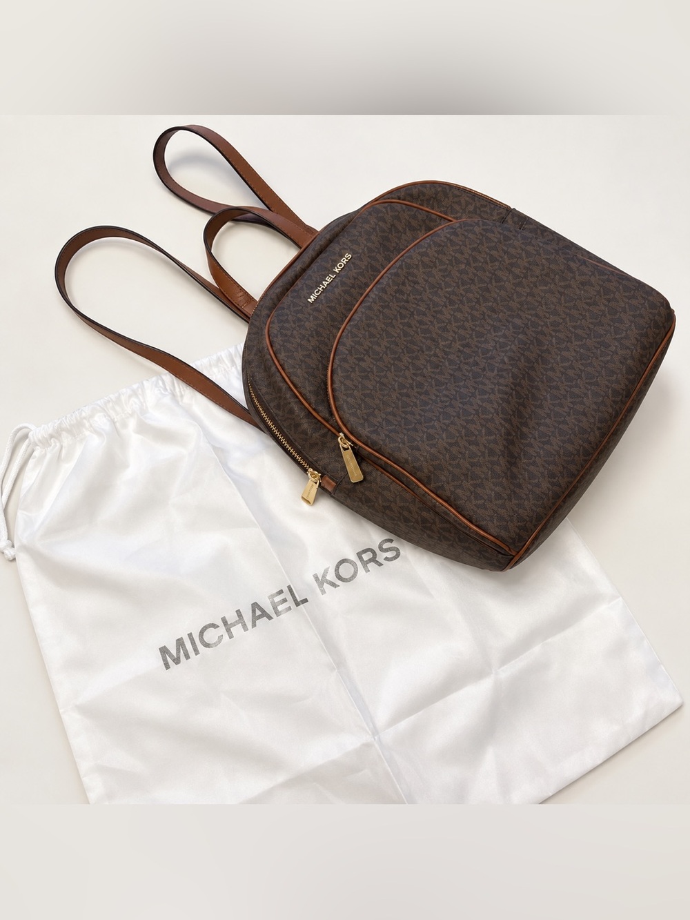 Michael Kors Dark Brown Signature MK Monogram Backpack